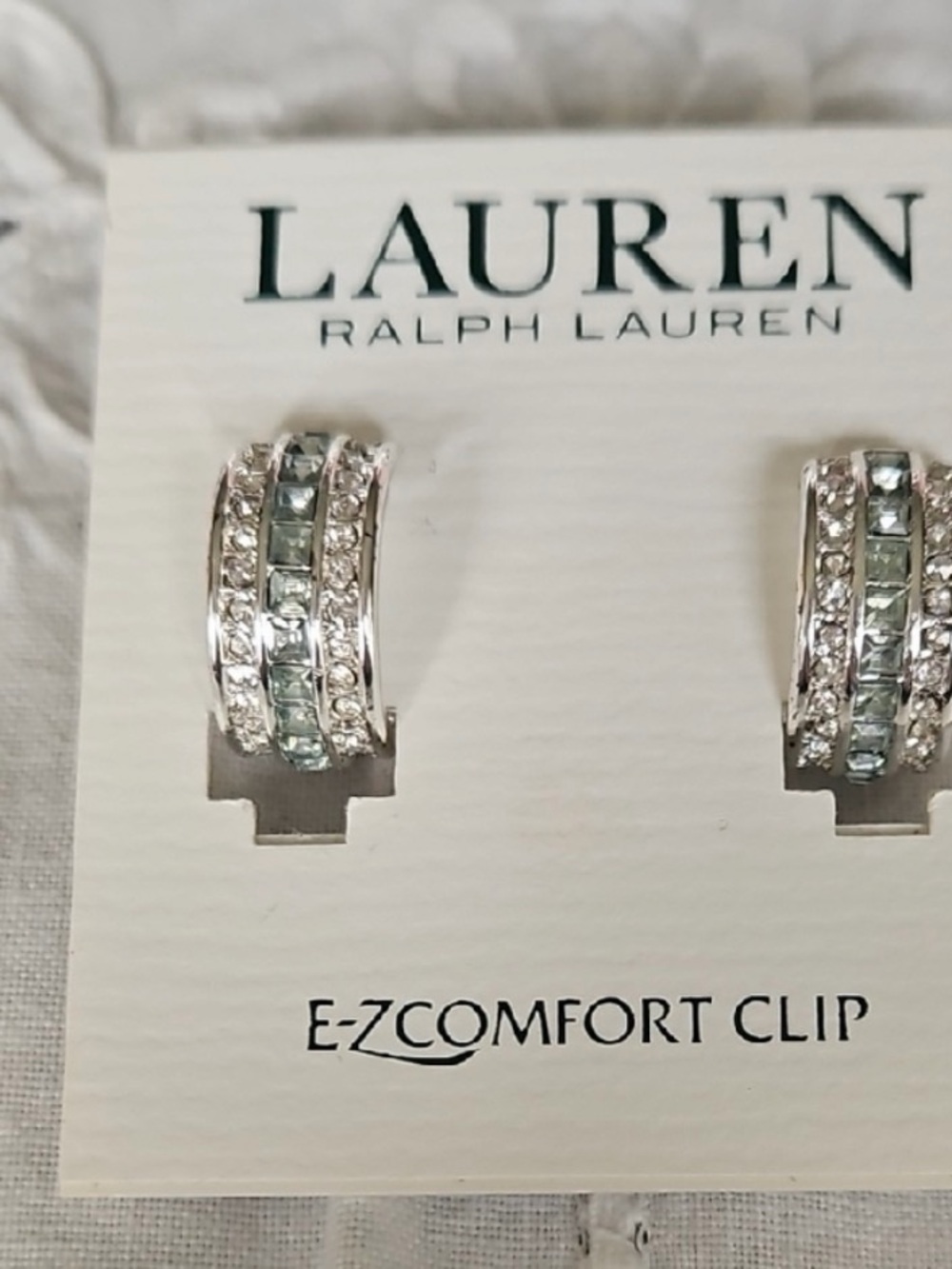 NEW Classic Pair of Ralph Lauren Crystal  Huggy Earrings Beautiful